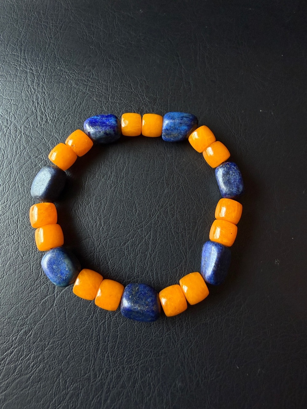 Lapis Lazuli & Yellow Jade Bracelet Natural jade Bracelet Team Color Blue orange